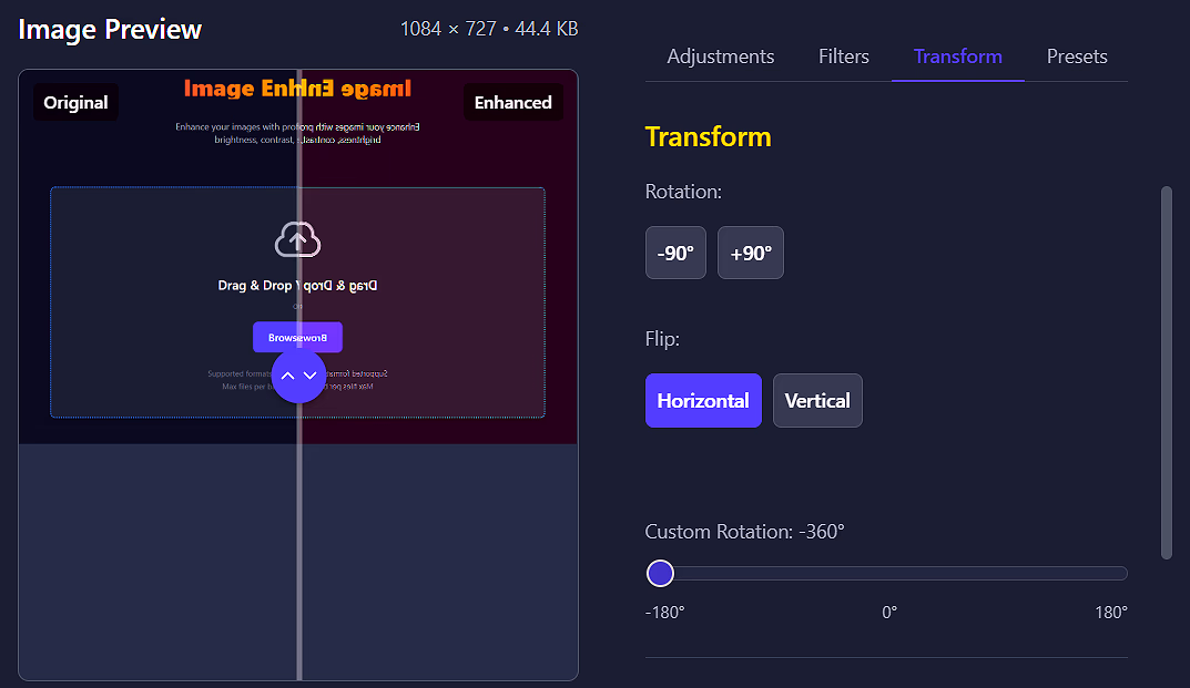 Transform options